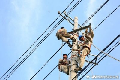 改造鹿灣變10千伏蔣莊105線路，原老舊線路全部更換為240絕緣導(dǎo)線