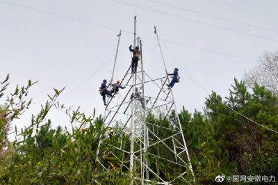 旌橋161線線路改造工程3號鐵塔施工現(xiàn)場